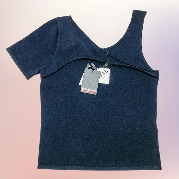 CYRUS Black Lycra One-Shoulder Blouse Medium NWT - Picture 11 of 11